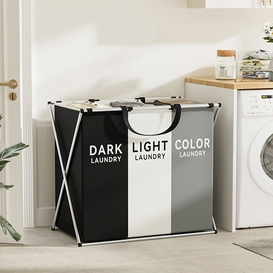 Panier Ă linge 3 compartiments design salle de bain