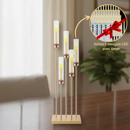 Bougeoir Doré 5 Branches | Élégance Candy™