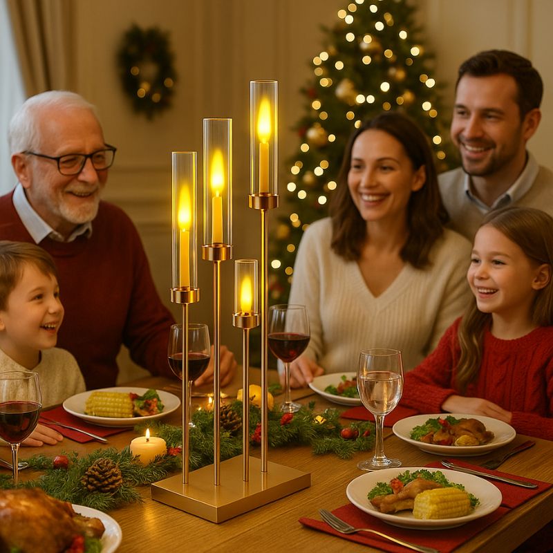 Bougeoir Doré 5 Branches | Élégance Candy™