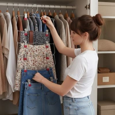 Cintres à pinces avec femme range jupe penderie Vestimax