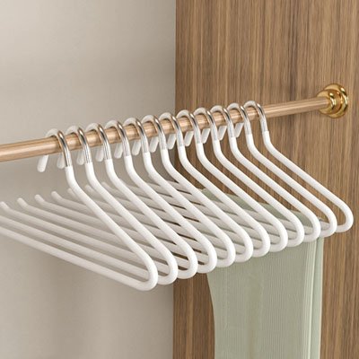 Cintre​s blancs crochets métalliques  slidegrip