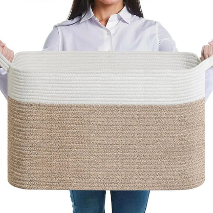 corbeille a linge coton decoration buanderie poigne grand format