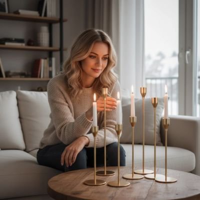Femme avec Bougeoirs
