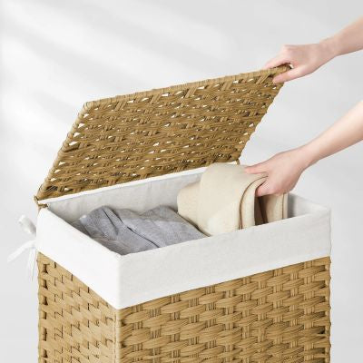 panier a linge en osier couvercle