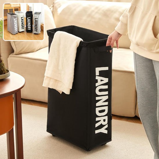 panier a linge roulette mobile landy
