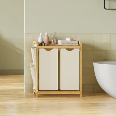 panier a linge 2 compartiment salle de bain zen exotic_